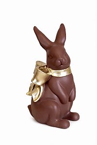 Decoração Coelho - Marrom E Ouro - 21cm - C/1 UN - Tokdacasa