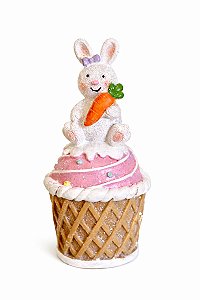 Decoração Cupcake E Coelho Colorido - 13cm - 1 UN - Tokdacasa