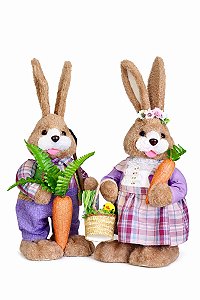 Casal De Coelhos Campo - 48cm - Tokdacasa