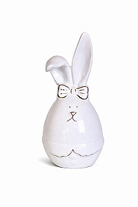 Decoração Coelho Branco De Porcelana - 14cm - Tokdacasa