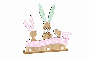 Adorno Coelhos “Feliz Páscoa” - 24cm - Tokdacasa