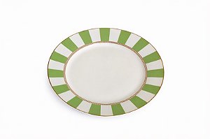 Prato De Jantar Branco/Verde - 27cm - 1 UN - Tokdacasa