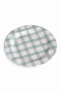 Prato Jantar Xadrez Verde - 27cm - 1UN - Tokdacasa