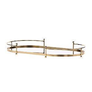 Bandeja Em Metal Dourado Com Espelho 33x18x6cm – Mart