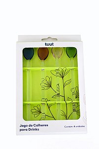 Jogo Colher Drink Boro Color - 15,5cm - C/4 Unidades - Tuut