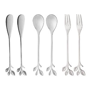 Conjunto 6 Talheres Aço Inox Leaves Prateado - Wolff