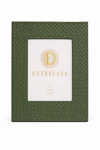 Porta Retrato PU Textura Tramada- Verde- 15x20cm- Entrecasa