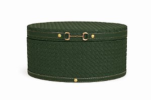 Caixa Oval PU Textura Tramada - Verde - Tam G - Entrecasa