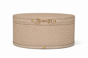 Caixa Oval PU Textura Tramada - Off White - Tam G- Entrecasa