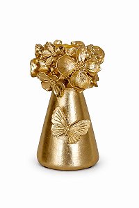 Castiçal Poli Butterfly Primavera Dourado - Tuut