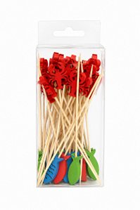 Palitos Aperitivo Bambu Marine Colorido - 12cm - C/50 - Tuut