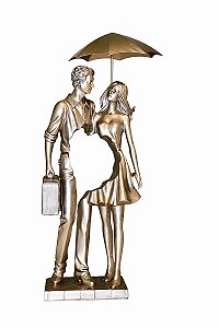 Casal Decorativo C/Guarda Chuva- Resina- 40cm- Espressione