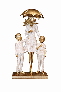 Família Dec. Mãe com Guarda-chuva e 2 Filhos - Espressione