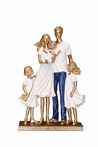 Família Decorativa Casal e 3 Filhas - 26cm - Espressione
