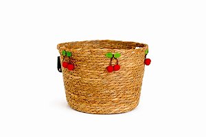 Cesto C/Alça Fibra Natural Cereja - Tam M - Tuut