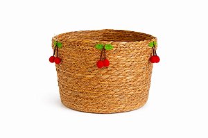 Cesto C/Alça Fibra Natural Cereja - Tam G - Tuut