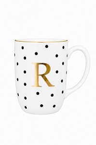 Caneca de Porcelana Poá Gold Personalizada com Iniciais