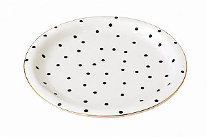 Poá Prato Sobremesa Gold Em Porcelana - Porcelana e Cia