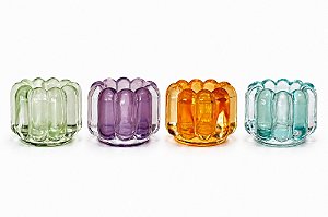 Porta Velas Vidro Gomos Color - 9,5x6cm - Tuut