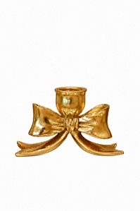 Castiçal Poliresina Laço Dourado 15x6x9cm - Tuut