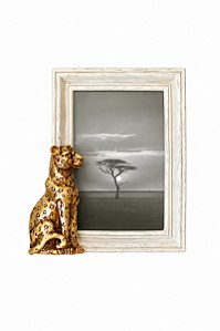 Porta Retrato Leopardo Branco/Dourado 16x18,5cm - Tuut