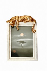 Porta Retrato Leopardo Dourado/Branco 16,5x25cm - Tuut