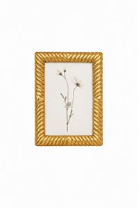 Porta Retrato Dourado Em Poliresina E Vidro - 10x15cm - Mart