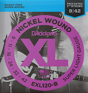 D'Addario EXL120-B Corda Extra Encordoamento Guitarra 09-42