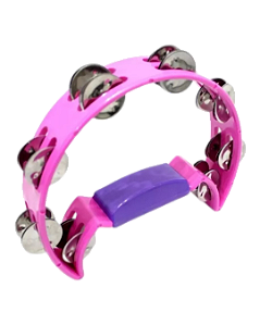 Pandeiro Meia Lua Rosa 16 Platinelas SPK