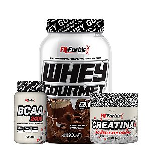 Kit Whey Protein Gourmet Pote + Creatina 300g + BCAA 100 cáps - FN Forbis Nutrition