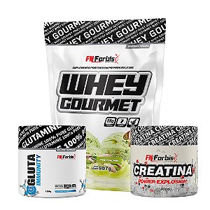 Kit Whey Protein Gourmet Refil + Creatina 300g + Gluta Immunity 150g - FN Forbis