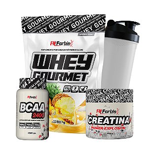 Kit Whey Protein Refil + Creatina 300g + BCAA cáps + Coqueteleira - FN Forbis Nutrition