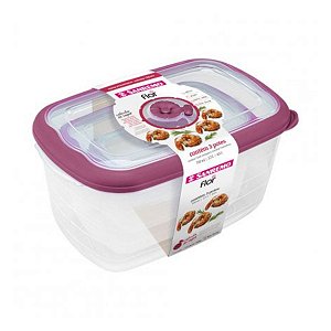 Conjunto 3 Potes Herméticos Com Válvula Vapor Sanremo flor