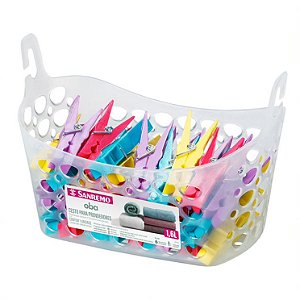 Kit Cesto + 24 Prendedores Pregadores de Roupa Sanremo