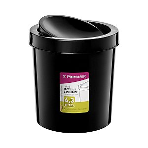 Lixeira Redonda Com Tampa Basculante 4,3 L Primafer Preta