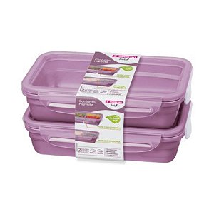 Conjunto Kit 2 Potes Marmita Açai Hermético 730/820ml