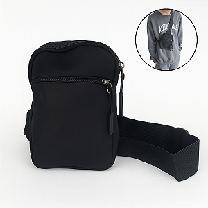 Bolsa Shoulder Bag Preta 2 Bolsos Resistente Impermeável