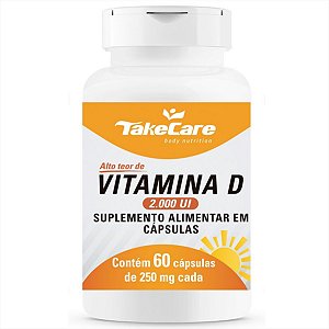 Vitamina D 2.000UI Suplento 250mg - 60 Cápsulas Take Care