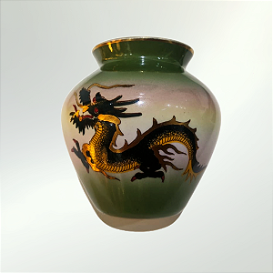Vaso Chinoiserie Brasileira em Porcelana com Motivo Dragão