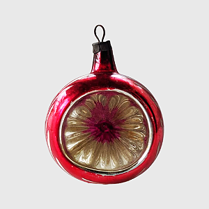 Antigo Enfeite de Natal Alemão - Bola Vermelha