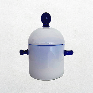 Bomboneira em Vidro Murano Bicolor Azul e Branco – 13x19x22 cm