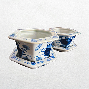 Par de vasos hexagonais tailandeses