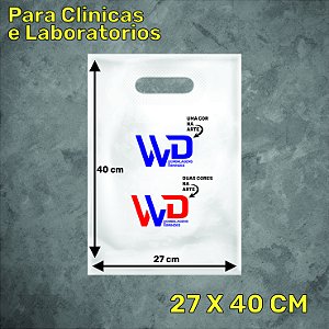 Sacola Plástica Alça Vazada - Clínica 27 X 40 cm - SUA MARCA