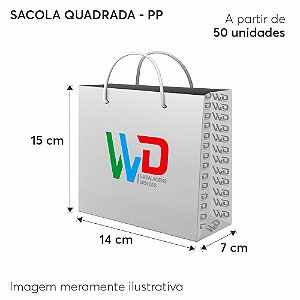 Sacola de Papel Personalizada Quadrada Tam. 15 x 14 x 07 cm - PP