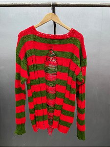 Striped Sweater vermelho e verde