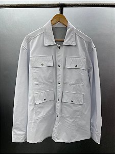 White Leather cargo overshirt