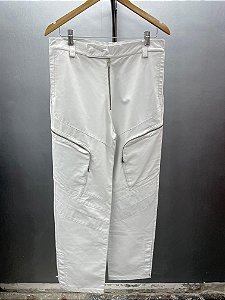 White cargo Leather Pants