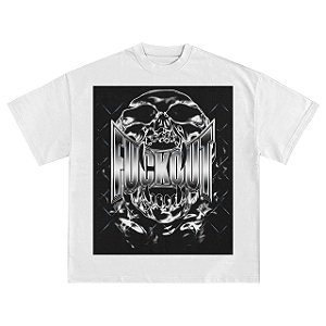 Camiseta Fuck Out Skull  - Branco
