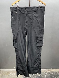 Flared Nylon Cargo Pants Black