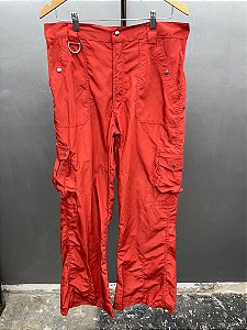 Flared Nylon Cargo Pants Red
